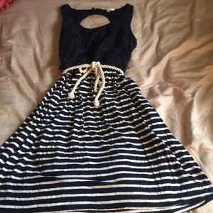Charming Charlie’s navy striped dress. Size S